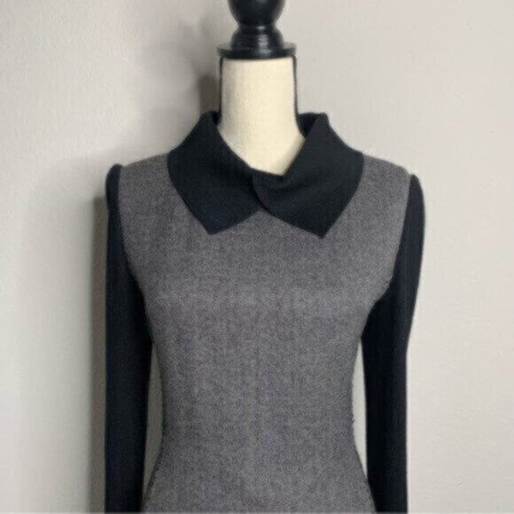 Vintage Tweed Wool Collared Knee Length Sheath Office Dress - Picture 8 of 11